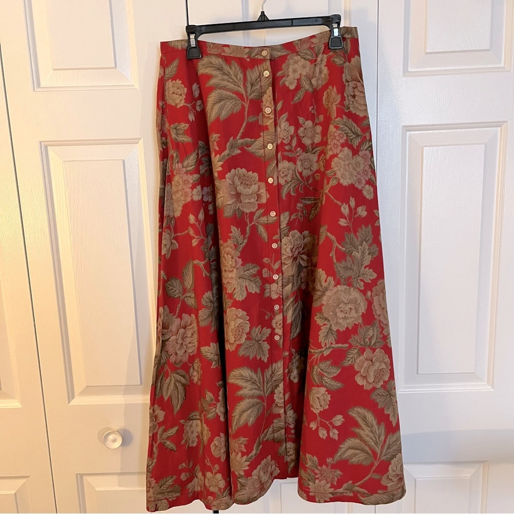 🌺 Vintage -Ralph Lauren - Linen Floral Maxi Skirt